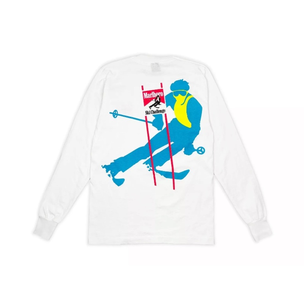 Vintage Marlboro Ski Challenge Shirt 80s 90s Skiing Long Sleeve Neon V01